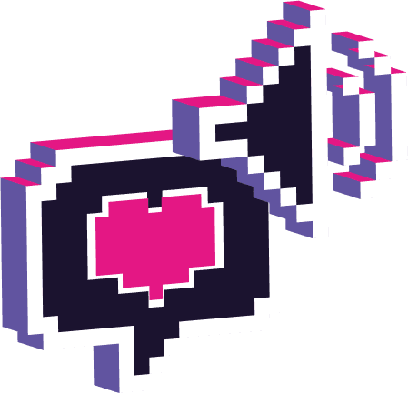Pixel megaphone with heart